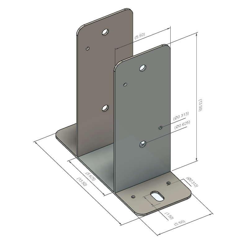 PB6AN — 6×6 Outside Anchor Post Base — Nominal